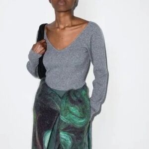Reformation Hart Cashmere Rib Sweater in Grey